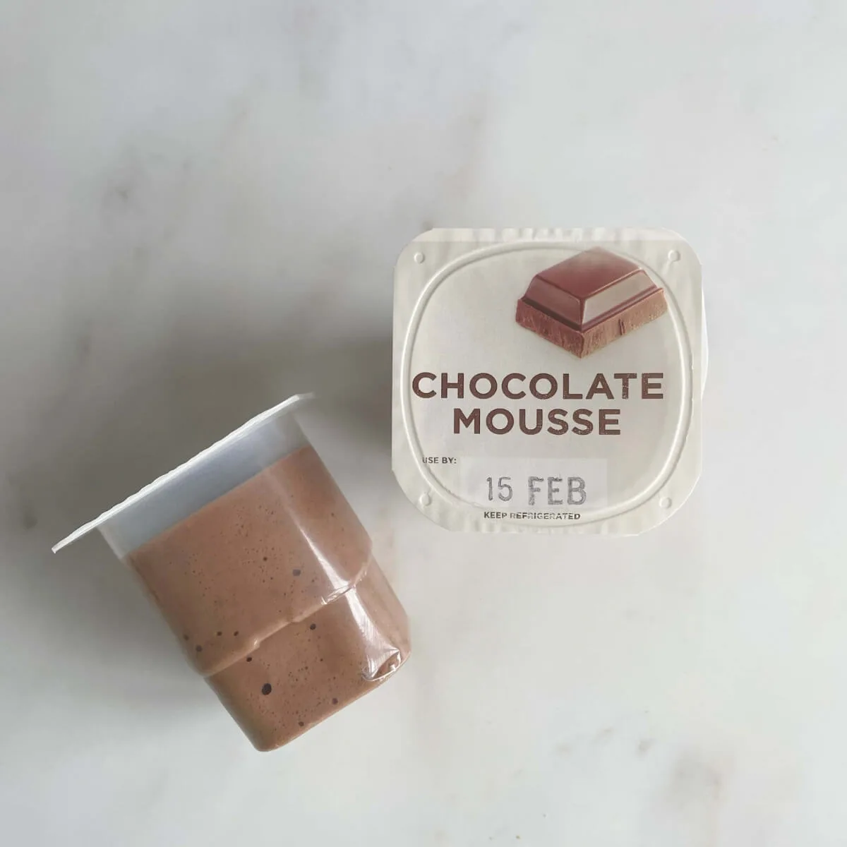 Two cartons of chocolate mousse