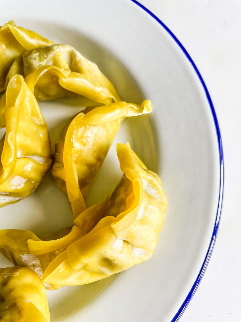 Frozen Potstickers on a plate 