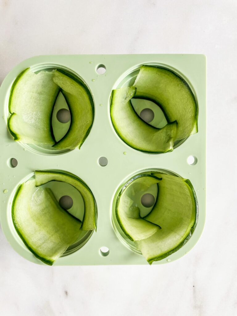 Cucumber in an ice cube mold